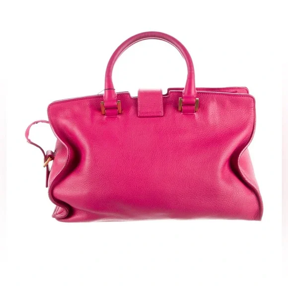 YSL Saint Laurent Classic Y Cabas Fuchsia Leather Satchel - Picture 16 of 16